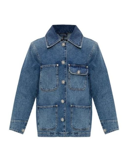 AllSaints Blue Bex Embellished Denim Jacket