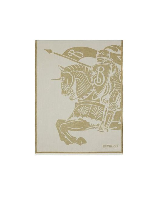 Burberry Natural Ekd Logo-Jacquard Frayed-Edge Scarf for men