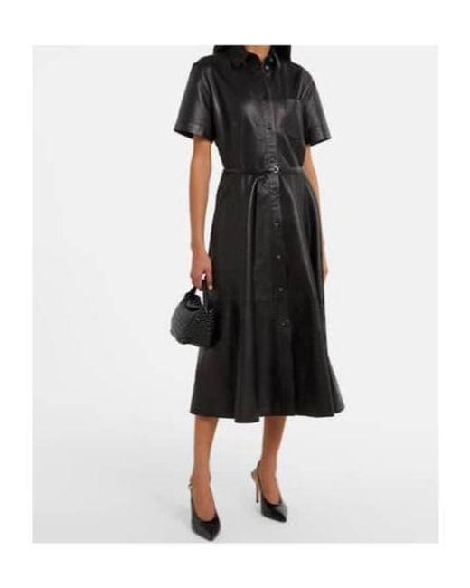 Altuzarra Black Kiera Leather Shirt Dress
