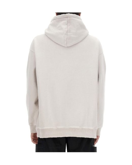MSGM White Distressed Effect Drawstring Hoodie for men