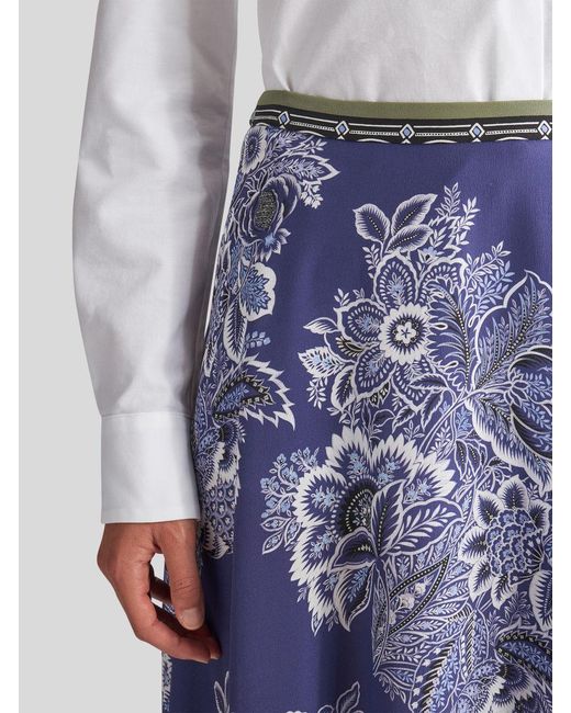 Etro Blue Floral Printed Maxi Skirt