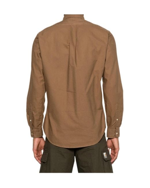 Polo Ralph Lauren Brown Logo Embroidered Curved Hem Shirt for men