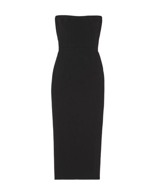 Alex Perry Black Callan Strapless Crepe Midi Dress
