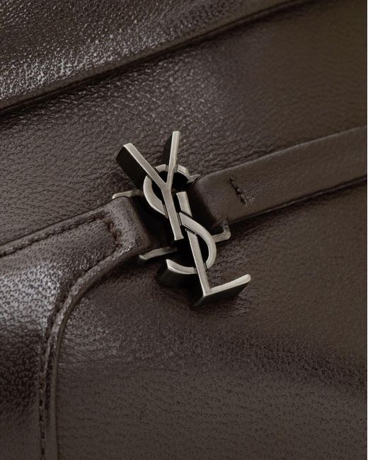 Saint Laurent Brown Logo Plaque Pointed Toe Boots