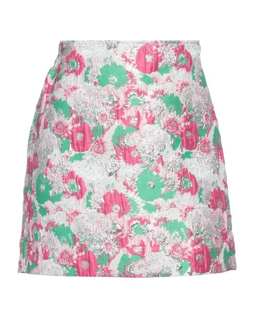 Ganni Green Floral Pocketless Midi Skirt