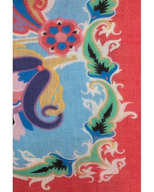 Etro Blue Fringed Edge Scarf