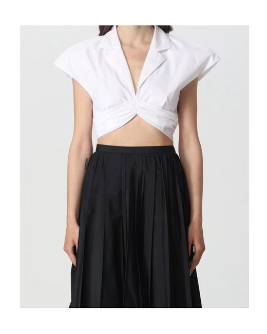 Philosophy Di Lorenzo Serafini White Tie Fastened Cropped Blouse