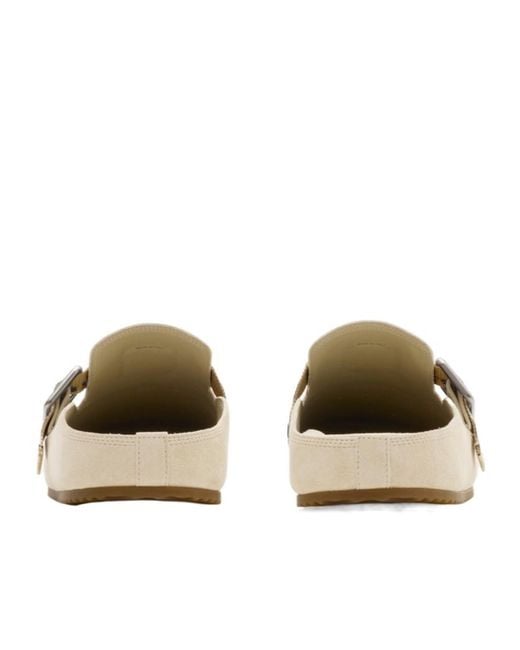 Burberry White Urchin Checked Side-Buckle Clogs