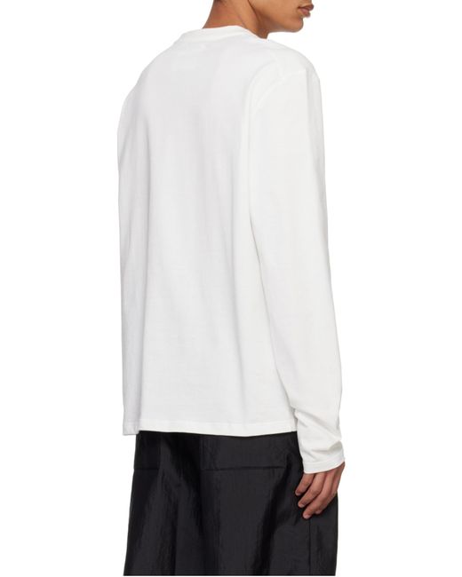 Jil Sander White Logo Printed Long-Sleeved T-Shirt for men