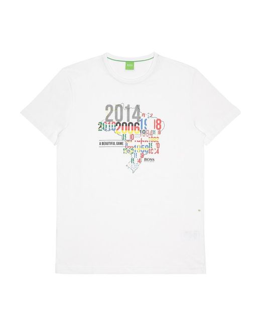 Boss White T-Shirt With Round Neck And Short Sleeves for men