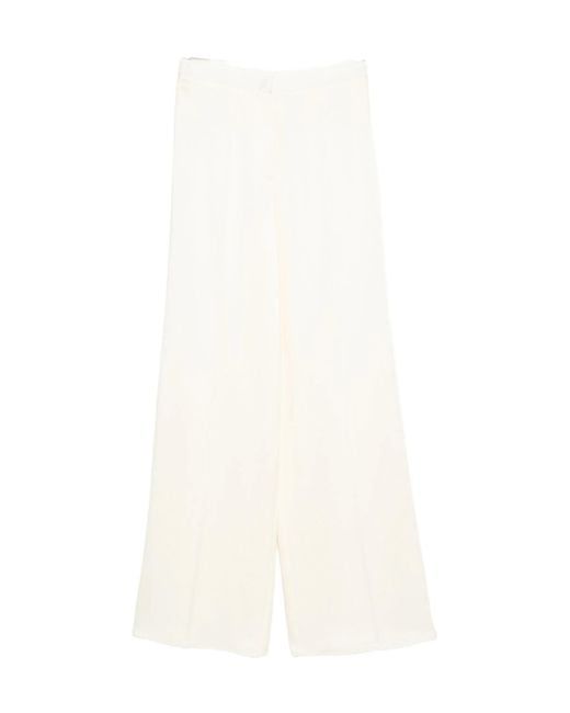 Forte_forte White Shiny Anvers Satin High Waist Embroidered Pants