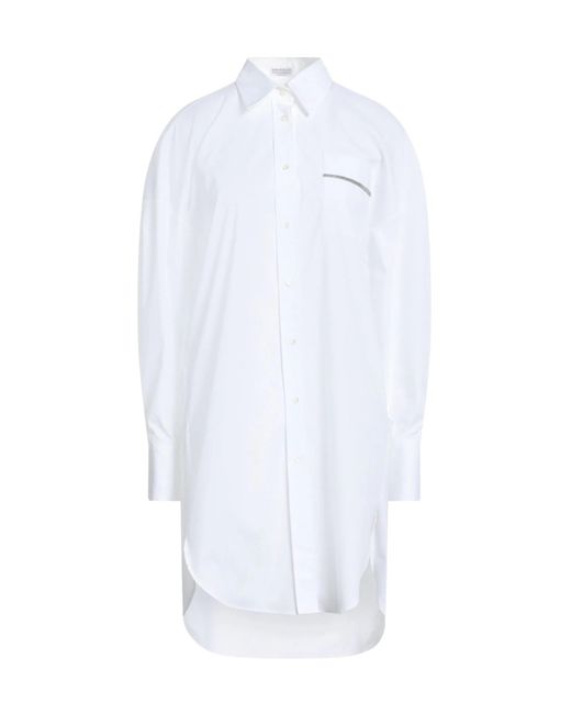 Brunello Cucinelli White Solid Colour Shirts Blouses