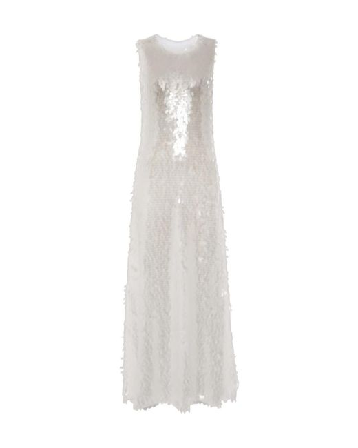Norma Kamali White Sequined Maxi Dress