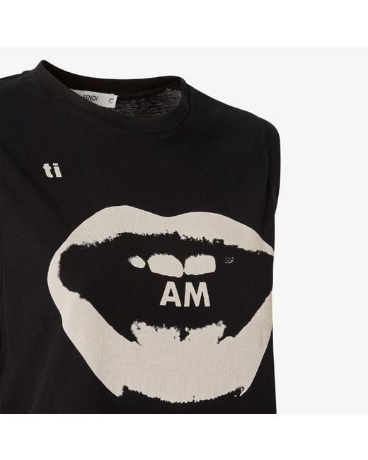 Fendi Black Jersey Top With Ti Amo Print