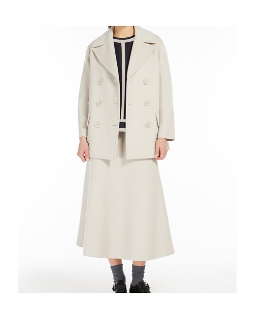 Max Mara White 'S Double-Breasted Long-Sleeved Jacket