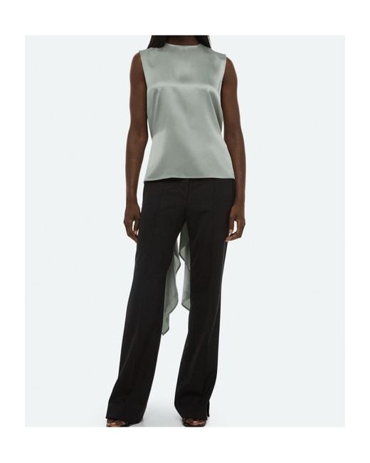 Helmut Lang Green Draped Scarf Top
