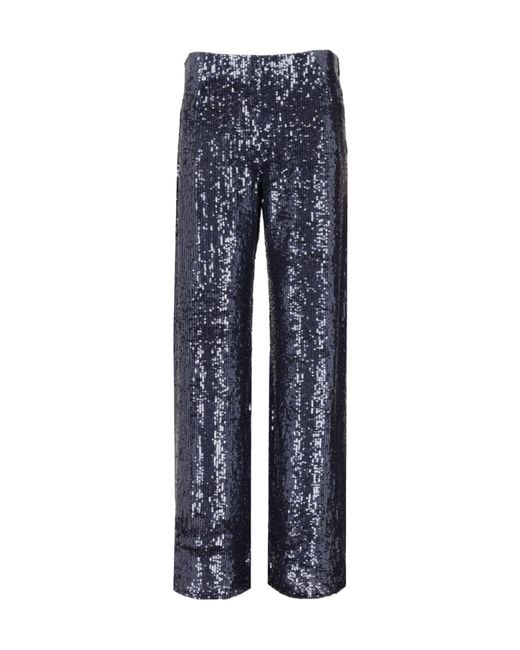 P.A.R.O.S.H. Blue Sequin-Embellished Trousers