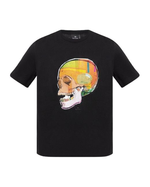 Paul Smith Black Ps Skull Sketch Print T-Shirt for men