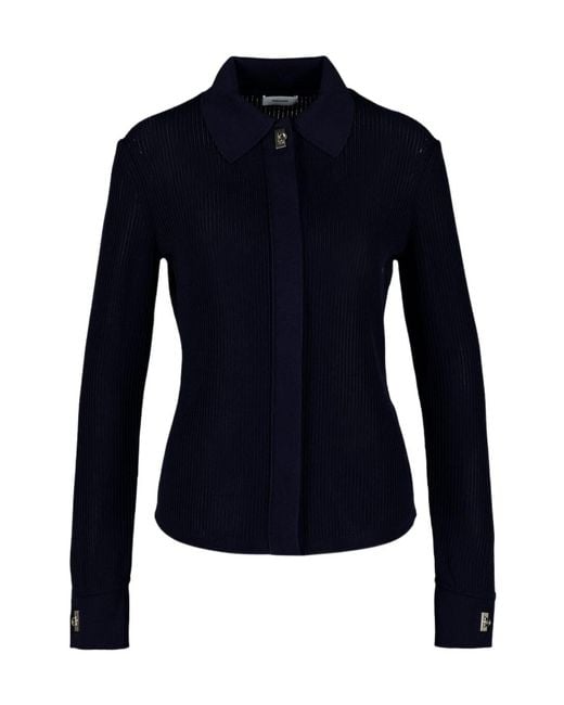 Ferragamo Blue Long-Sleeve Knit Top