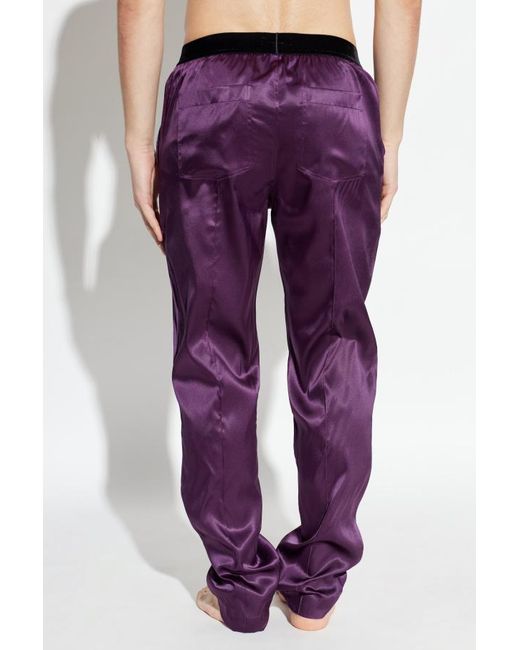 Tom Ford Blue Logo-Waistband Pajama Bottoms for men