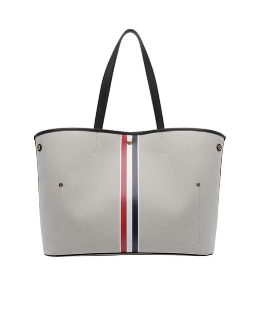 Thom Browne Gray Rwb Stripe Tool Tote Bag for men