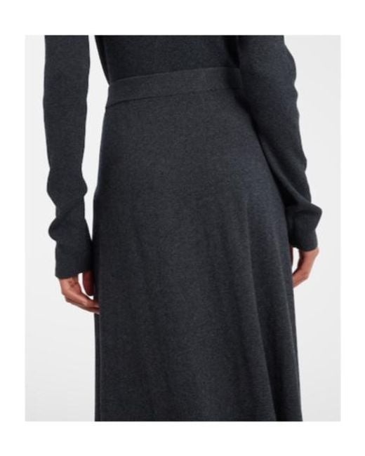 Lisa Yang Blue Adrienne Cotton And Cashmere Midi Skirt