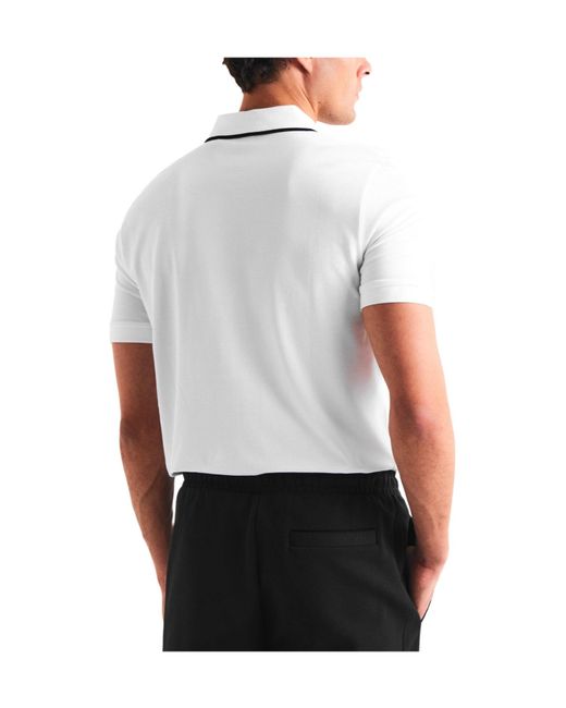 Boss White Slimfit Zipup Polo Shirt for men