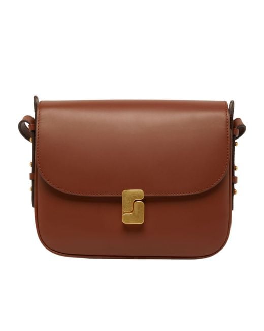 Soeur Brown Flip Shoulder Bag