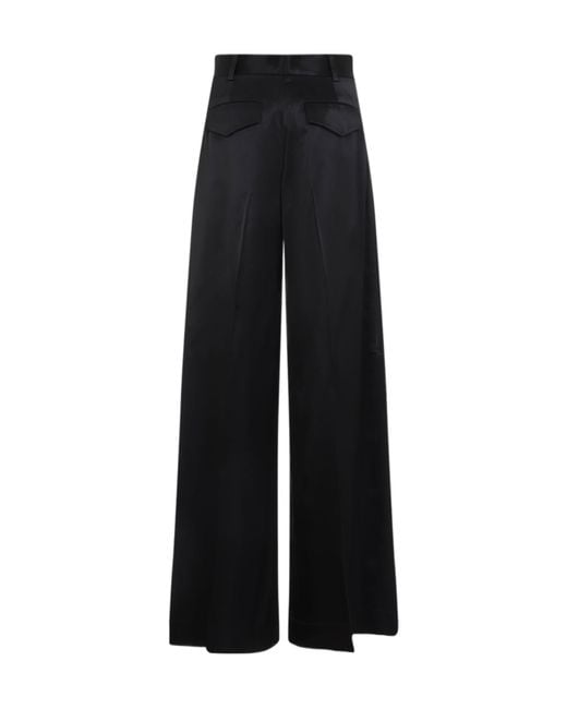 Jil Sander Black Pleated Satin Trousers