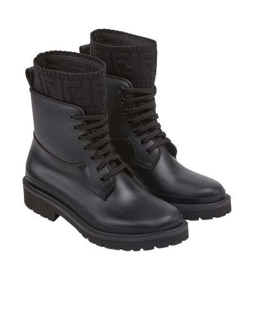 Fendi Black Rockoko Combat Boots