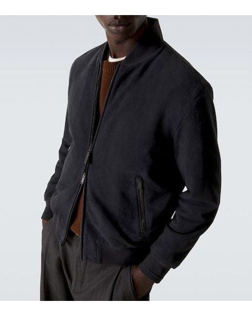 Tod's Blue Suede Bomber Jacket for men