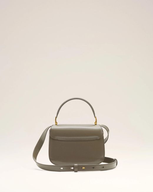 AMI Natural Logo Plaque Foldover Top Shoulder Bag
