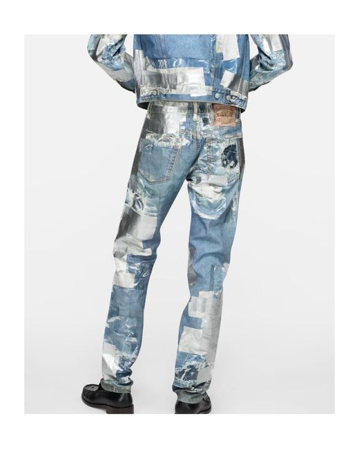 Acne Blue Coated Patchwork Jeans for men