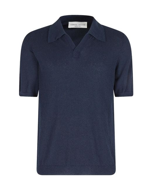 Roberto Collina Blue Short-Sleeved Polo Shirt for men