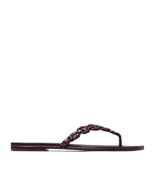 Tory Burch Brown Gemini Link Jelly Flip-Flops