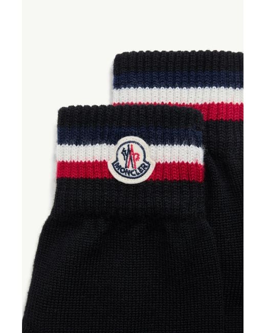 Moncler Black Logo Patch Knitted Gloves for men
