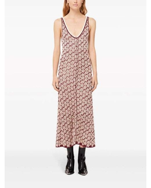 Rabanne Purple Monogram-Pattern Scoop-Neck Dress