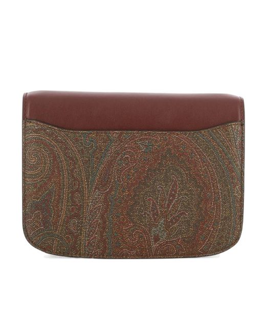 Etro Brown Essential Jacquard Foldover Crossbody Bag