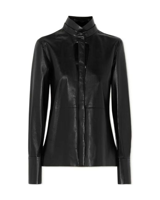 Givenchy Black Digging And Cutting Design Leather Blouse