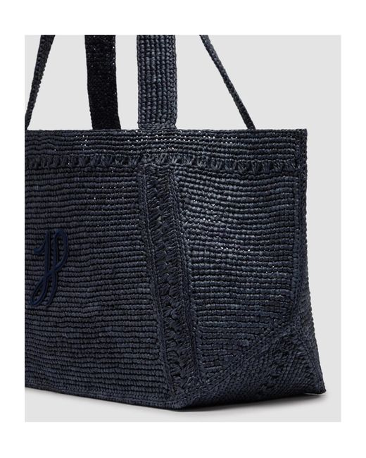 Patou Blue Large Jp Monogram Trapeze-Design Tote Bag