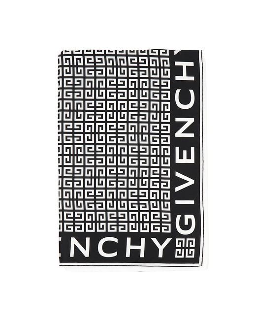 Givenchy Black 4G Pattern Silk Scarf