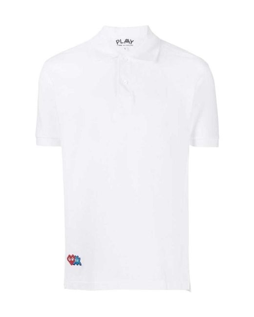 COMME DES GARÇONS PLAY White Lapel Short-Sleeved Polo Shirt for men