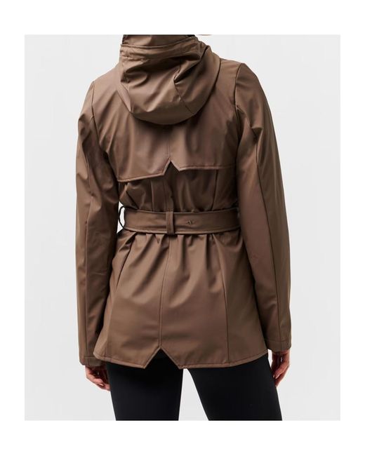 Rains Brown Hooded Jacket