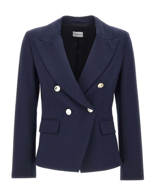 Marella Blue Double-Breasted Suit Jacket