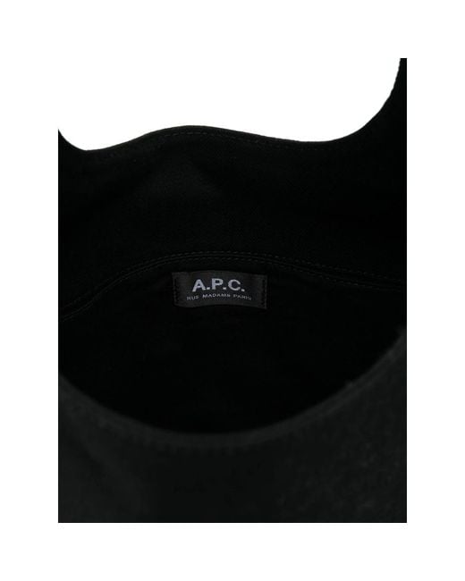 A.P.C. Black Ninon Logo Printed Shopper Bag