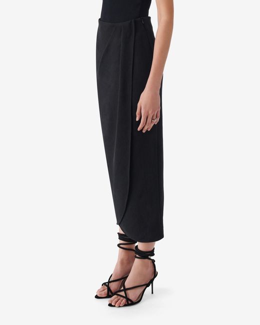 IRO Black Long Wrap Skirt