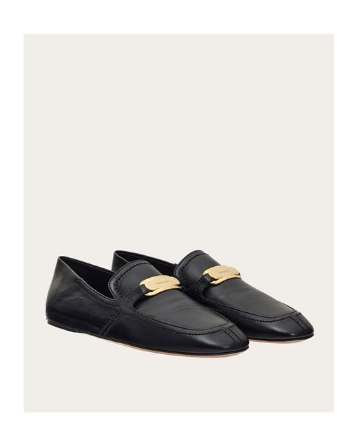 Ferragamo Blue Elaine Leather Loafers