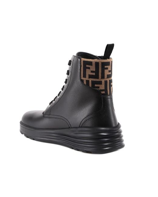 Fendi Black Leather Biker Boots for men