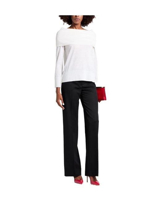 Max Mara White Solid-Color Lightweight Knitted Wool Sweater