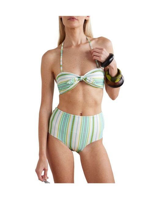 Lemlem Green Printed Ribbed Recycled Bikini